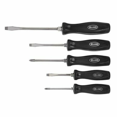 WILLIAMS Screwdriver Set, Slotted, Phillips, Alloy Steel, 5 Pieces JHW100P-5MD